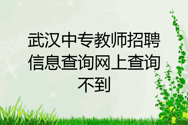 武汉中专教师招聘信息查询网上查询不到