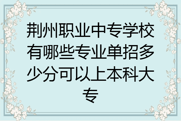 荆州职业中专学校有哪些专业单招多少分可以上本科大专
