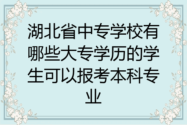 湖北省中专学校有哪些大专学历的学生可以报考本科专业