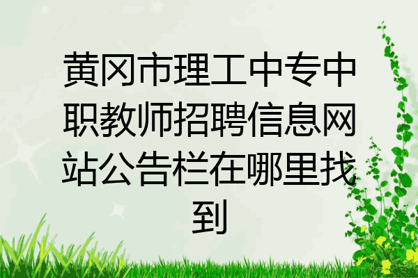 黄冈市理工中专中职教师招聘信息网站公告栏在哪里找到