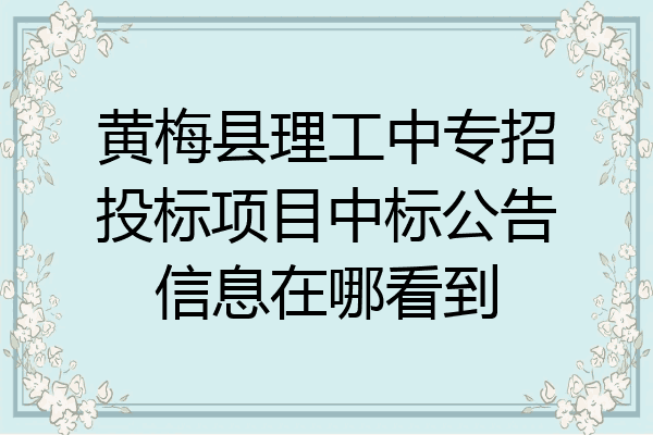 黄梅县理工中专招投标项目中标公告信息在哪看到