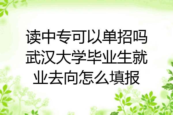 读中专可以单招吗武汉大学毕业生就业去向怎么填报