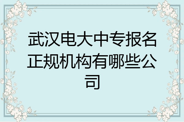 武汉电大中专报名正规机构有哪些公司