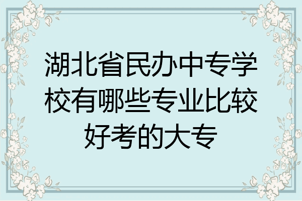 湖北省民办中专学校有哪些专业比较好考的大专