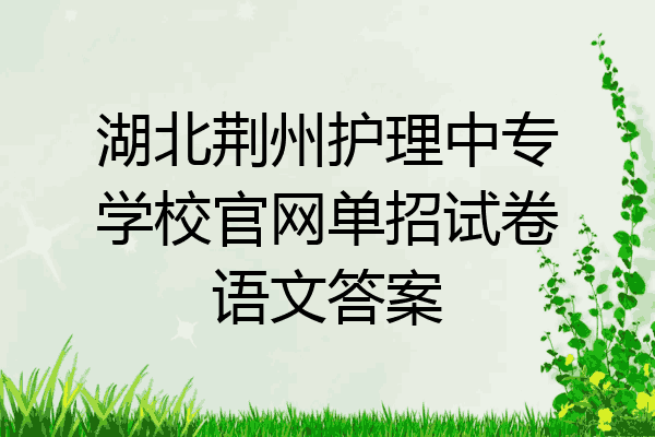湖北荆州护理中专学校官网单招试卷语文答案