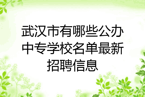 武汉市有哪些公办中专学校名单最新招聘信息
