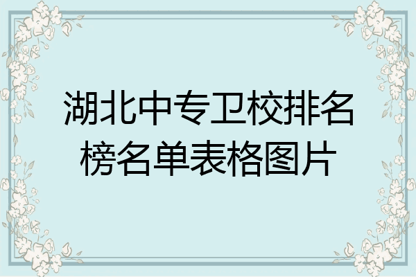 湖北中专卫校排名榜名单表格图片