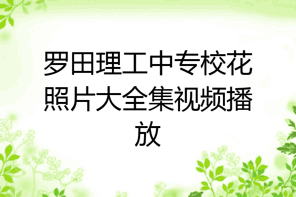 罗田理工中专校花照片大全集视频播放