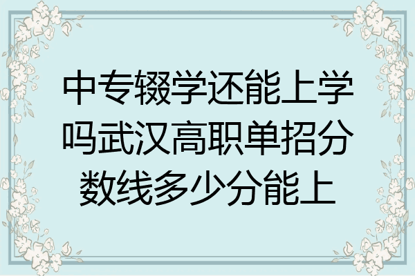 中专辍学还能上学吗武汉高职单招分数线多少分能上