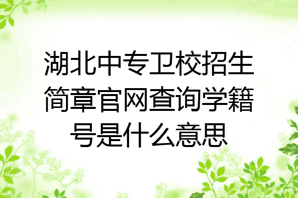 湖北中专卫校招生简章官网查询学籍号是什么意思
