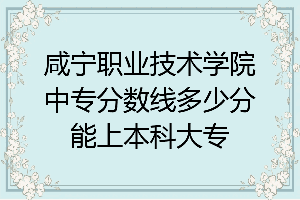 咸宁职业技术学院中专分数线多少分能上本科大专