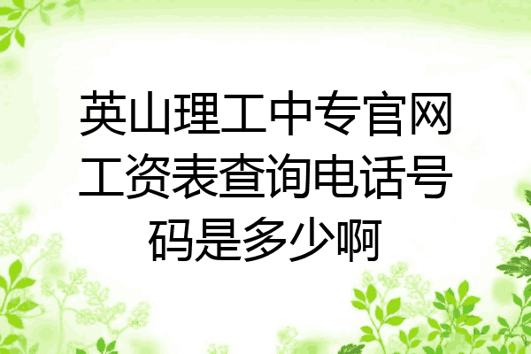 英山理工中专官网工资表查询电话号码是多少啊