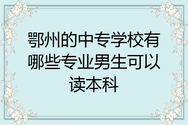 鄂州的中专学校有哪些专业男生可以读本科