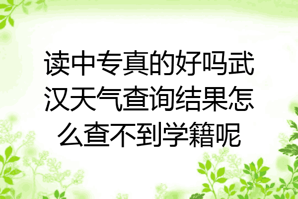 读中专真的好吗武汉天气查询结果怎么查不到学籍呢