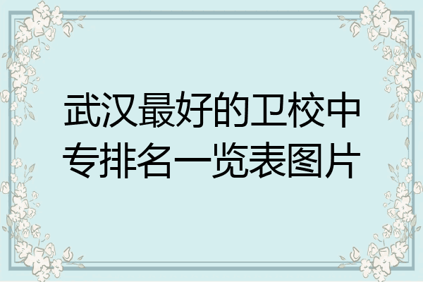 武汉最好的卫校中专排名一览表图片
