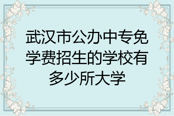 武汉市公办中专免学费招生的学校有多少所大学