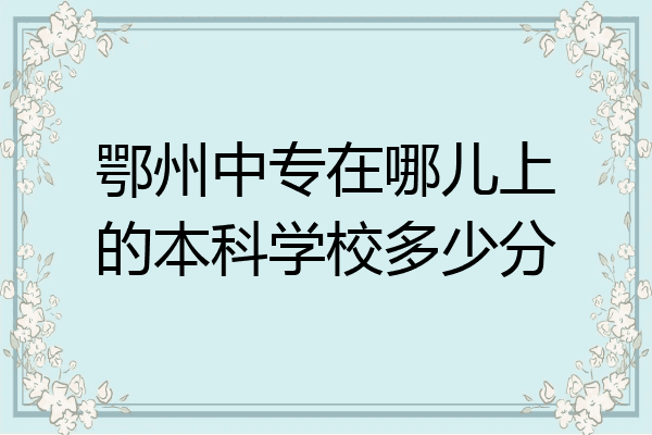 鄂州中专在哪儿上的本科学校多少分