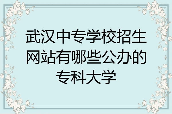 武汉中专学校招生网站有哪些公办的专科大学