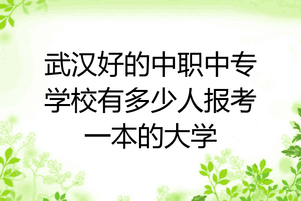 武汉好的中职中专学校有多少人报考一本的大学