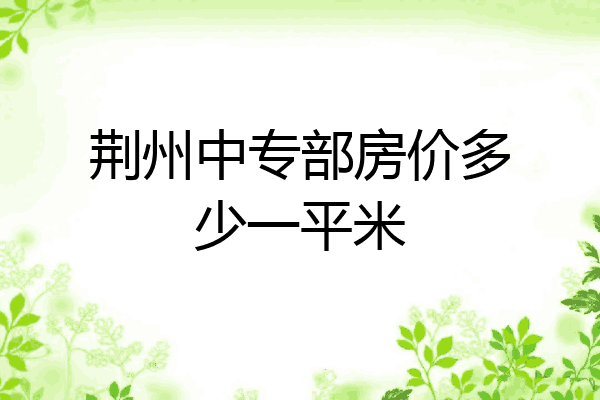 荆州中专部房价多少一平米
