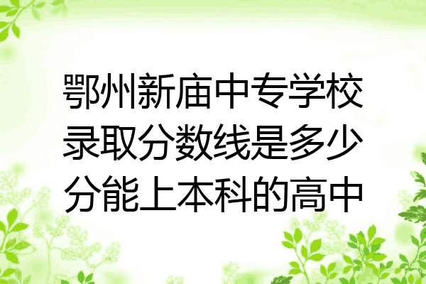 鄂州新庙中专学校录取分数线是多少分能上本科的高中