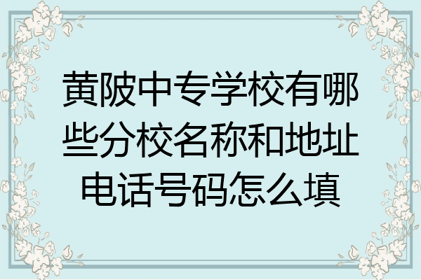 黄陂中专学校有哪些分校名称和地址电话号码怎么填