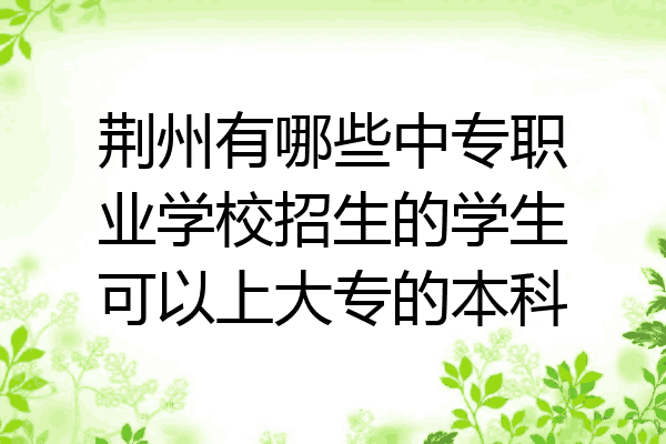 荆州有哪些中专职业学校招生的学生可以上大专的本科