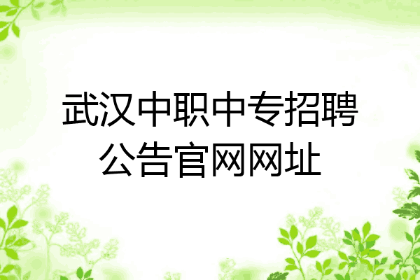 武汉中职中专招聘公告官网网址