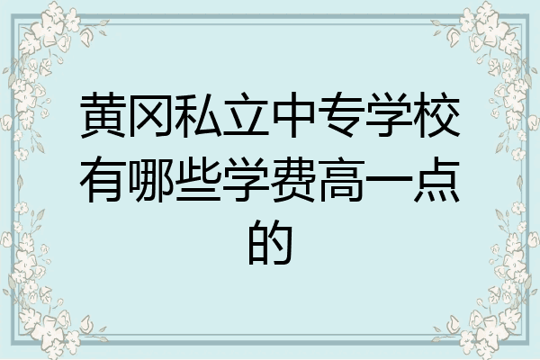 黄冈私立中专学校有哪些学费高一点的