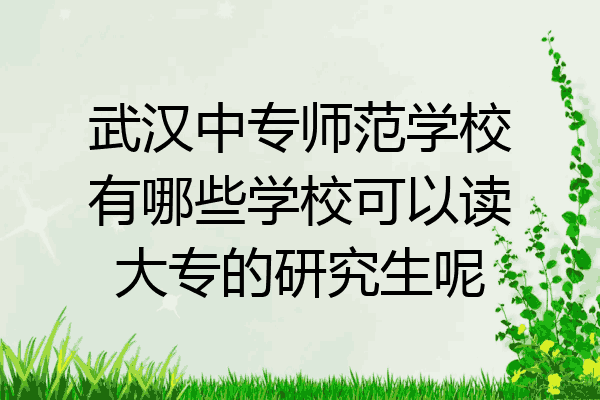 武汉中专师范学校有哪些学校可以读大专的研究生呢