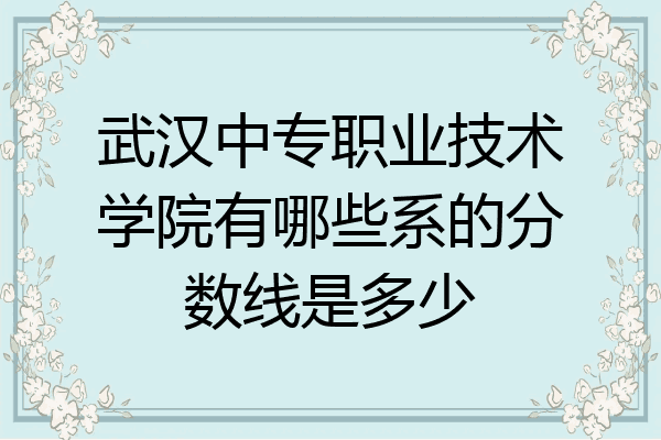 武汉中专职业技术学院有哪些系的分数线是多少