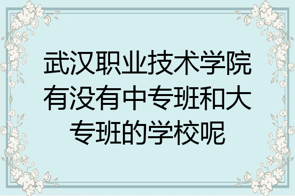 武汉职业技术学院有没有中专班和大专班的学校呢