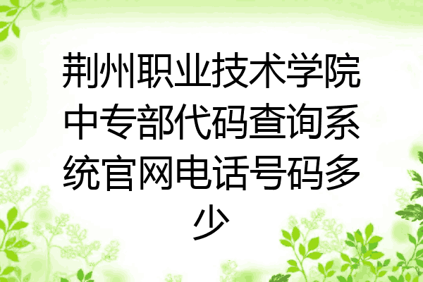荆州职业技术学院中专部代码查询系统官网电话号码多少