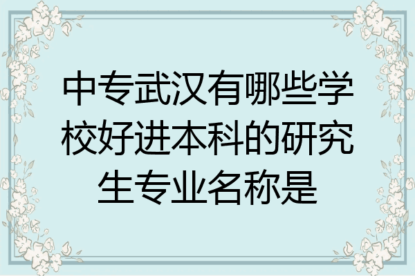 中专武汉有哪些学校好进本科的研究生专业名称是