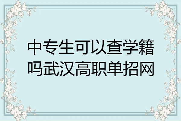 中专生可以查学籍吗武汉高职单招网