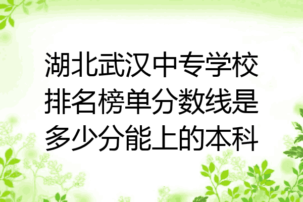 湖北武汉中专学校排名榜单分数线是多少分能上的本科