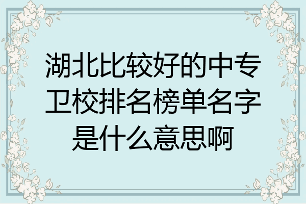 湖北比较好的中专卫校排名榜单名字是什么意思啊
