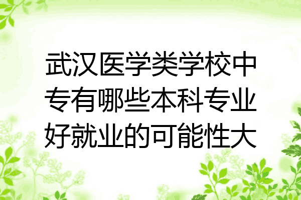 武汉医学类学校中专有哪些本科专业好就业的可能性大