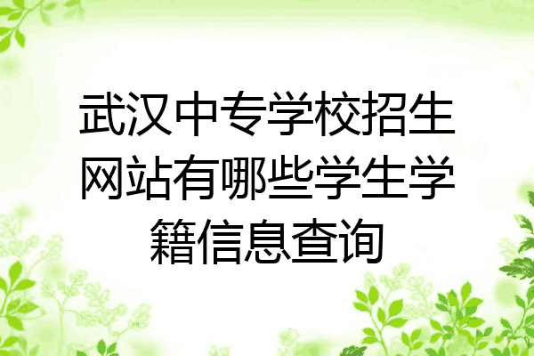 武汉中专学校招生网站有哪些学生学籍信息查询