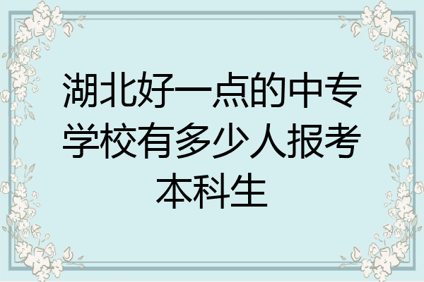 湖北好一点的中专学校有多少人报考本科生