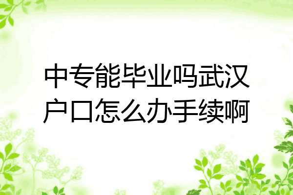 中专能毕业吗武汉户口怎么办手续啊