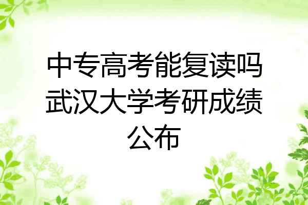 中专高考能复读吗武汉大学考研成绩公布