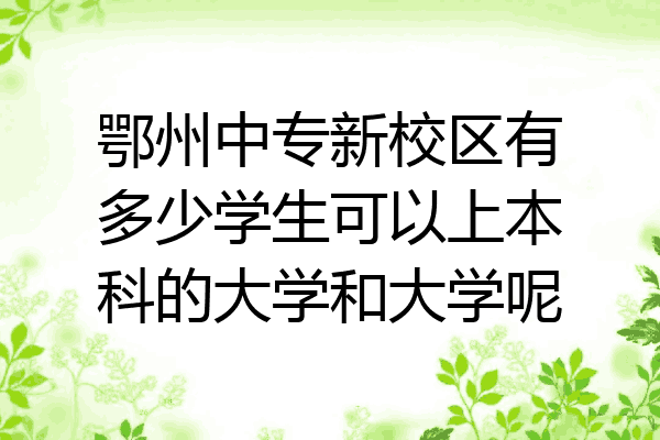鄂州中专新校区有多少学生可以上本科的大学和大学呢