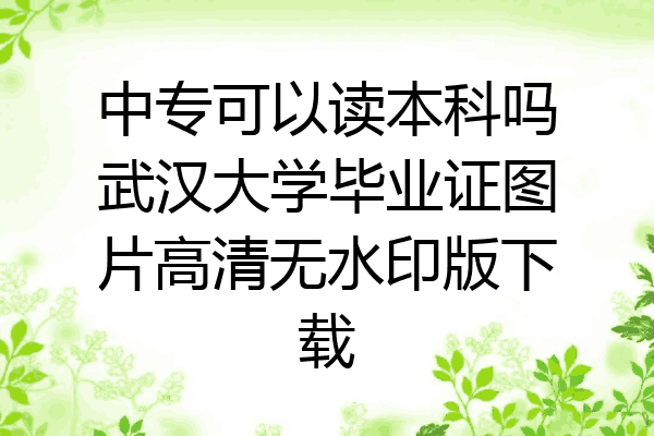 中专可以读本科吗武汉大学毕业证图片高清无水印版下载