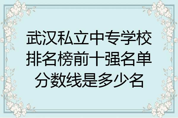 武汉私立中专学校排名榜前十强名单分数线是多少名