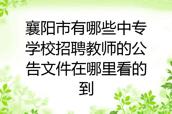 襄阳市有哪些中专学校招聘教师的公告文件在哪里看的到