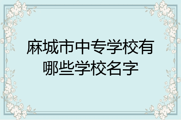 麻城市中专学校有哪些学校名字