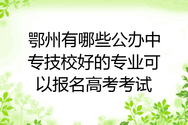 鄂州有哪些公办中专技校好的专业可以报名高考考试