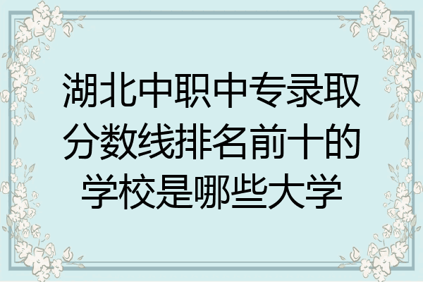 湖北中职中专录取分数线排名前十的学校是哪些大学