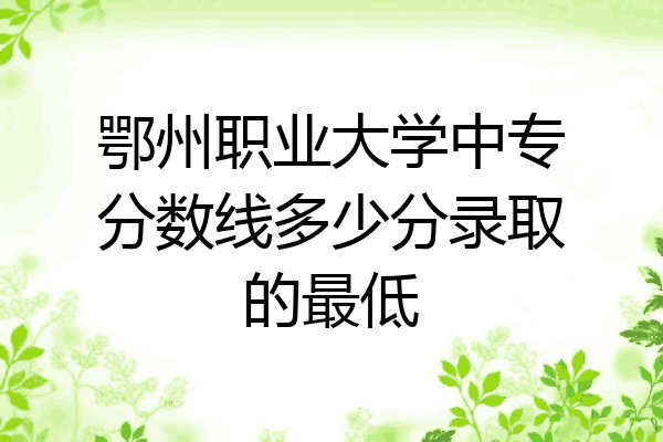 鄂州职业大学中专分数线多少分录取的最低